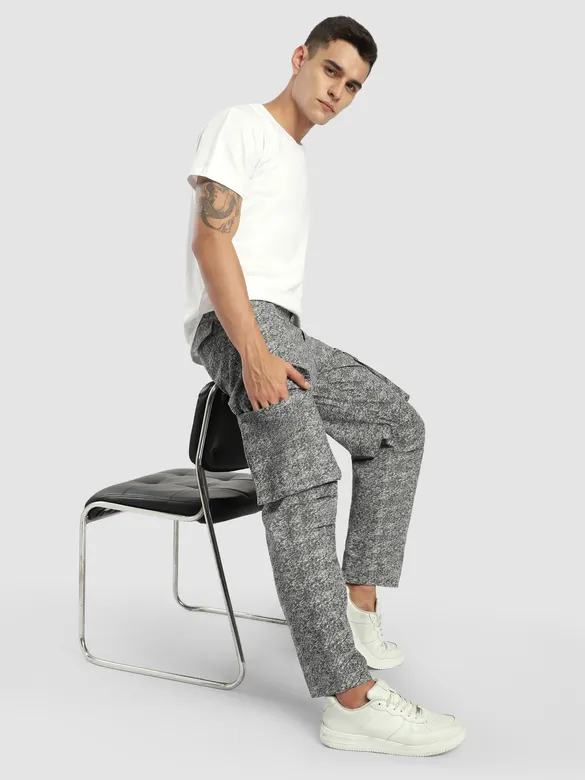 Grey Color Blast Cargo Pants