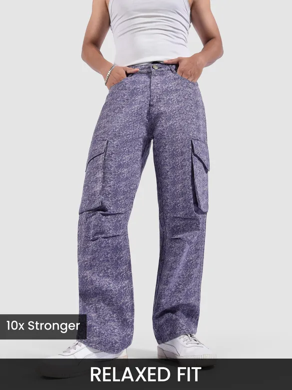 Purple Color Blast Cargo Pants