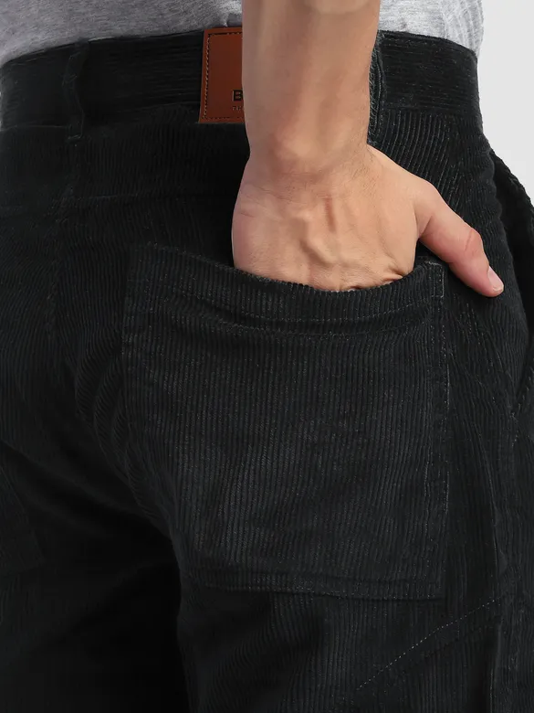 Black Corduroy Cargo Pants