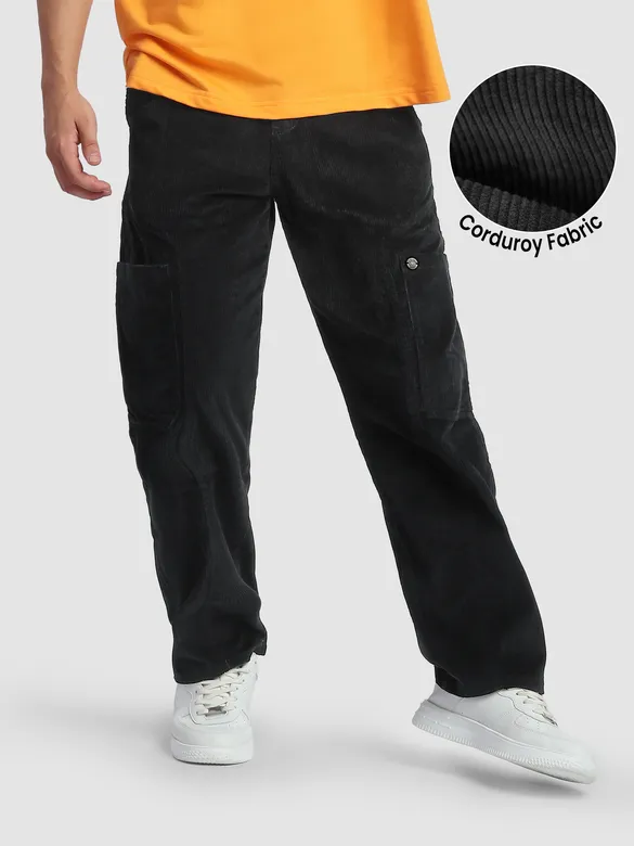 Black Corduroy Cargo Pants