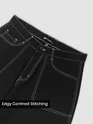 Black Patch Pocket Contrast Stitch Cargo Pants