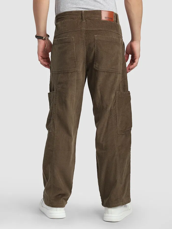 Brown Corduroy Cargo Pants