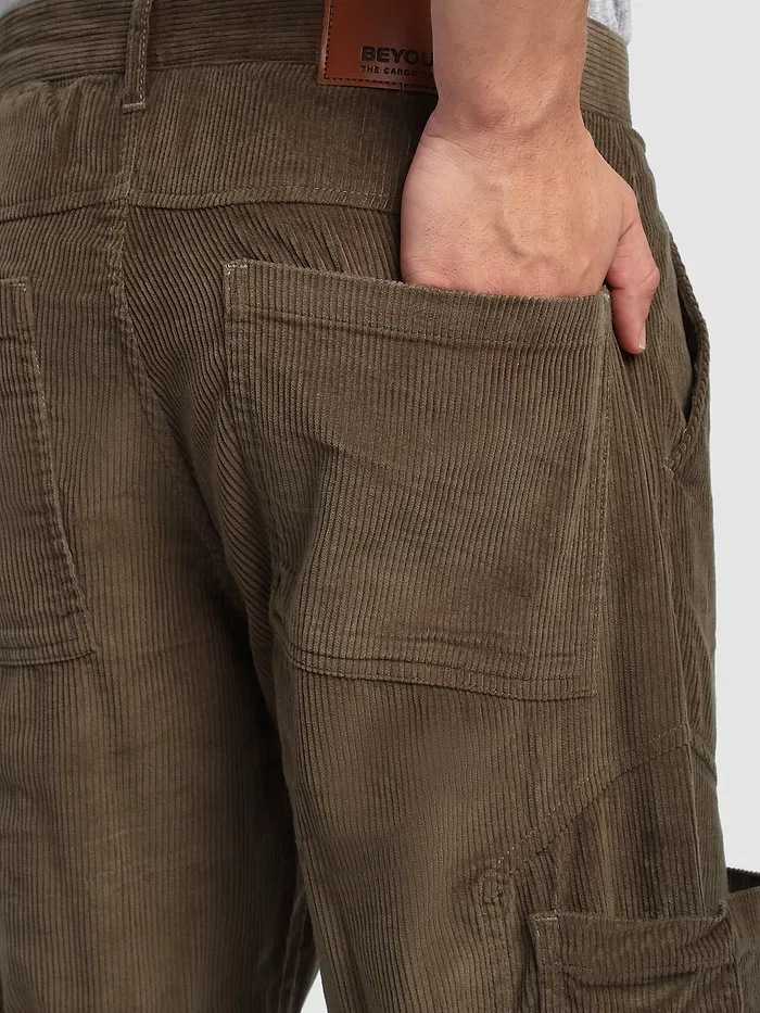 Brown Corduroy Cargo Pants