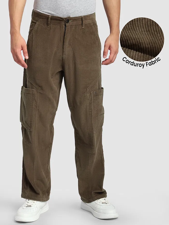 Brown Corduroy Cargo Pants