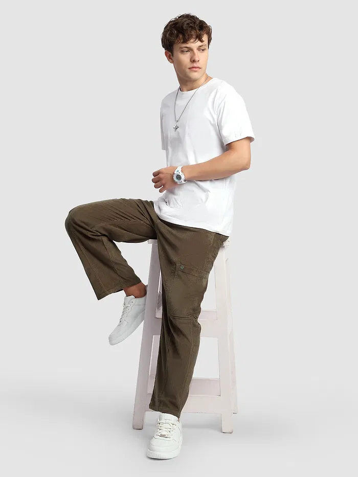 Brown Corduroy Cargo Pants
