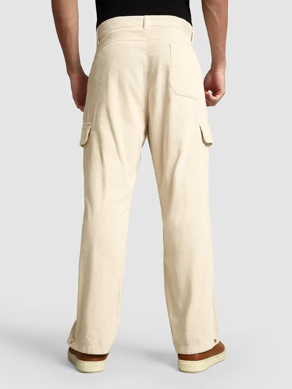 Cream Oversize Corduroy Cargo Pants