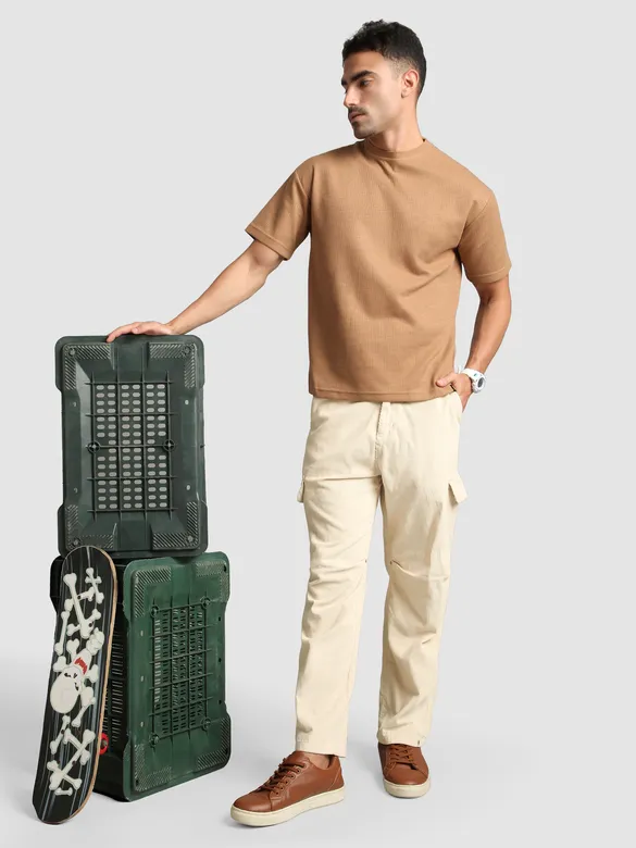 Cream Oversize Corduroy Cargo Pants