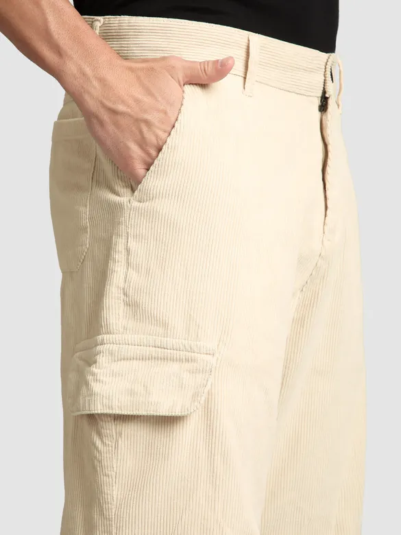 Cream Oversize Corduroy Cargo Pants