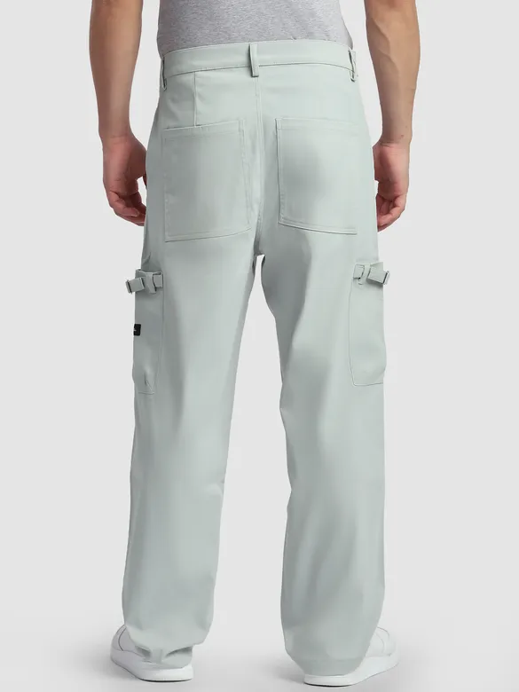 Ice Blue Buckle Pocket Cargo Pants