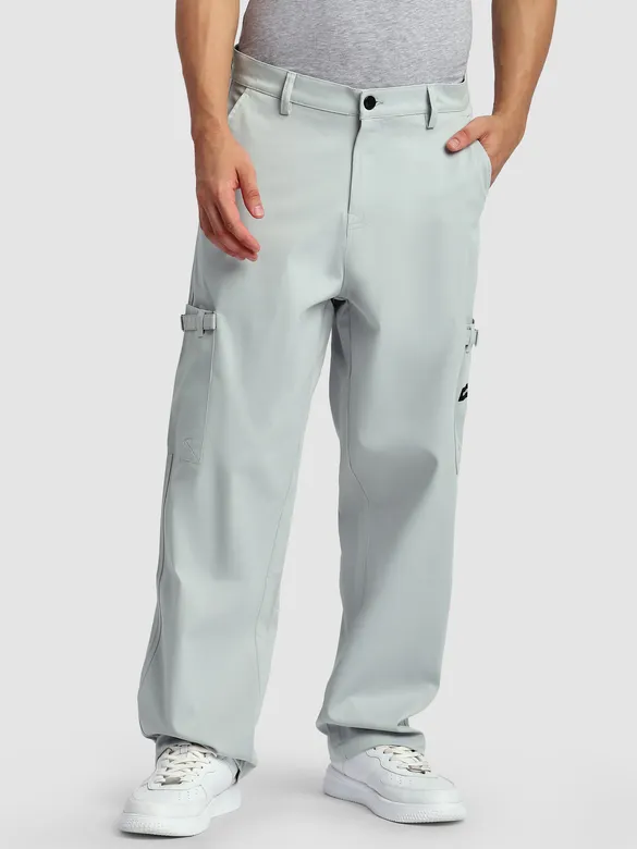Ice Blue Buckle Pocket Cargo Pants