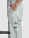 Ice Blue Buckle Pocket Cargo Pants
