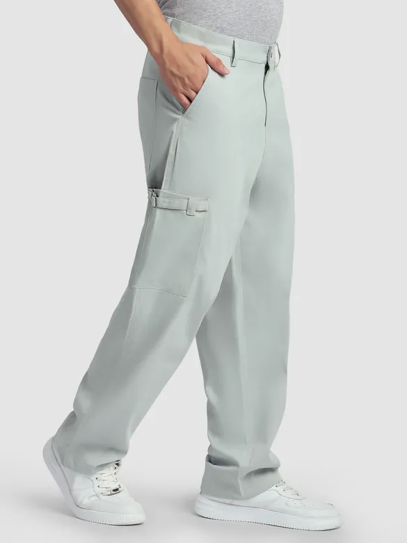 Ice Blue Buckle Pocket Cargo Pants