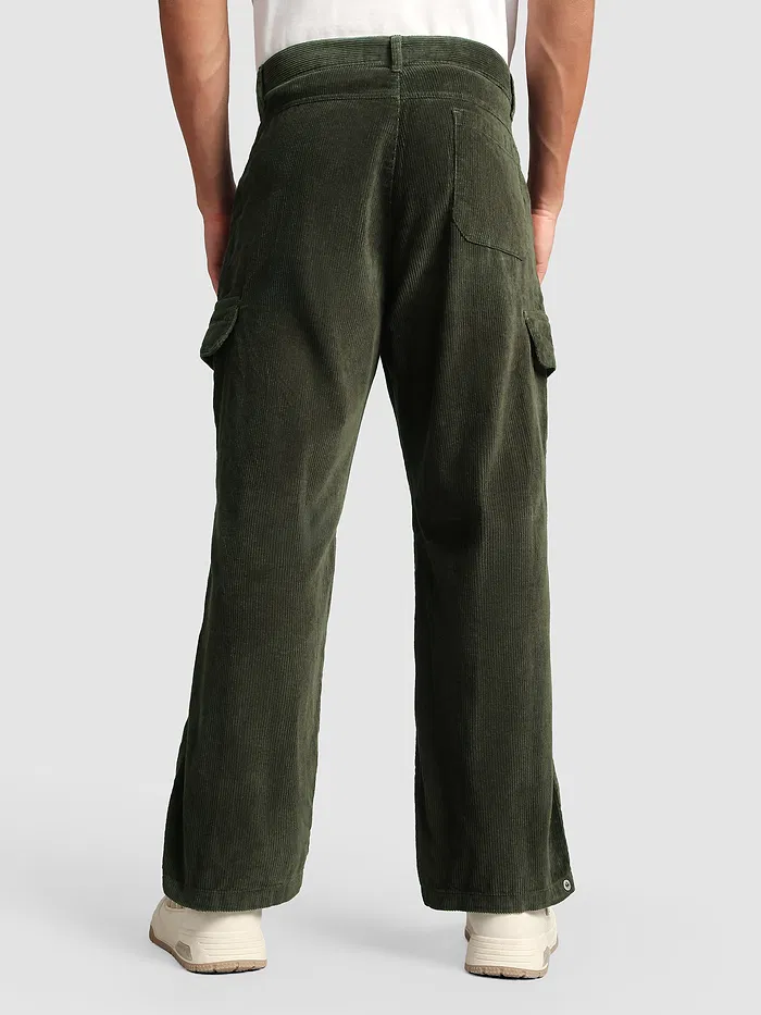 Olive Oversize Corduroy Cargo Pants