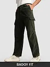 Olive Oversize Corduroy Cargo Pants