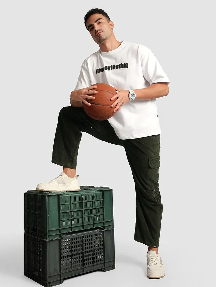 Olive Oversize Corduroy Cargo Pants