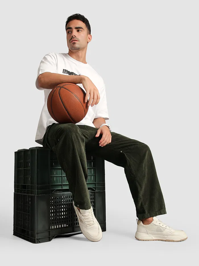 Olive Oversize Corduroy Cargo Pants