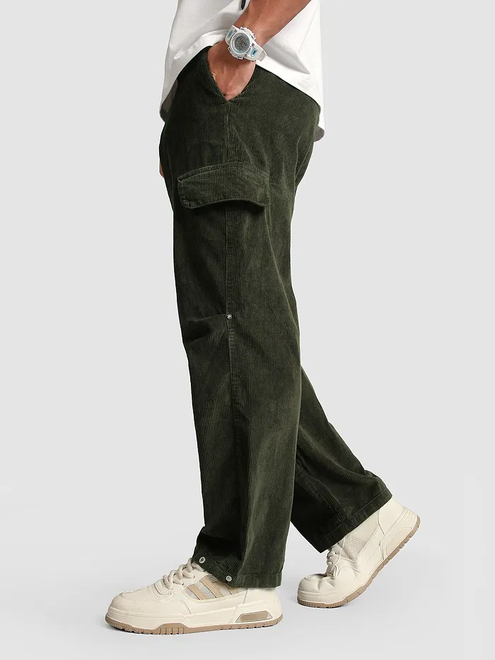 Olive Oversize Corduroy Cargo Pants