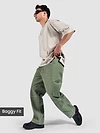 Pale Olive Patch Pocket Contrast Stitch Cargo Pants