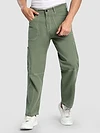 Pale Olive Patch Pocket Contrast Stitch Cargo Pants
