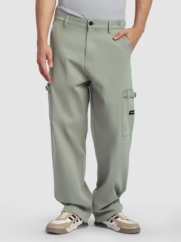 Pistachio Green Buckle Pocket Cargo Pants