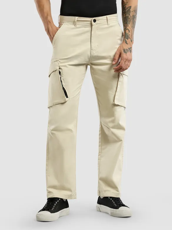 Beige 6-Pockets Cargo Pants
