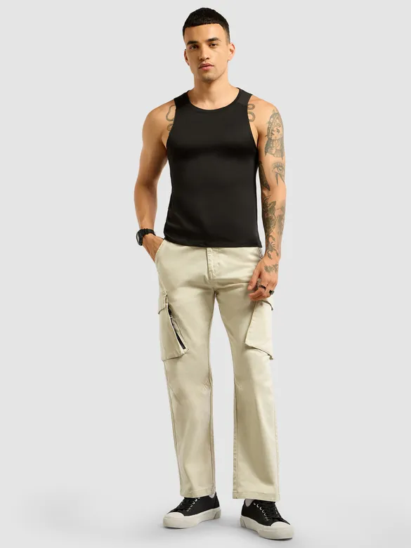 Beige 6-Pockets Cargo Pants