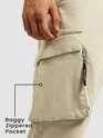 Beige 6-Pockets Cargo Pants