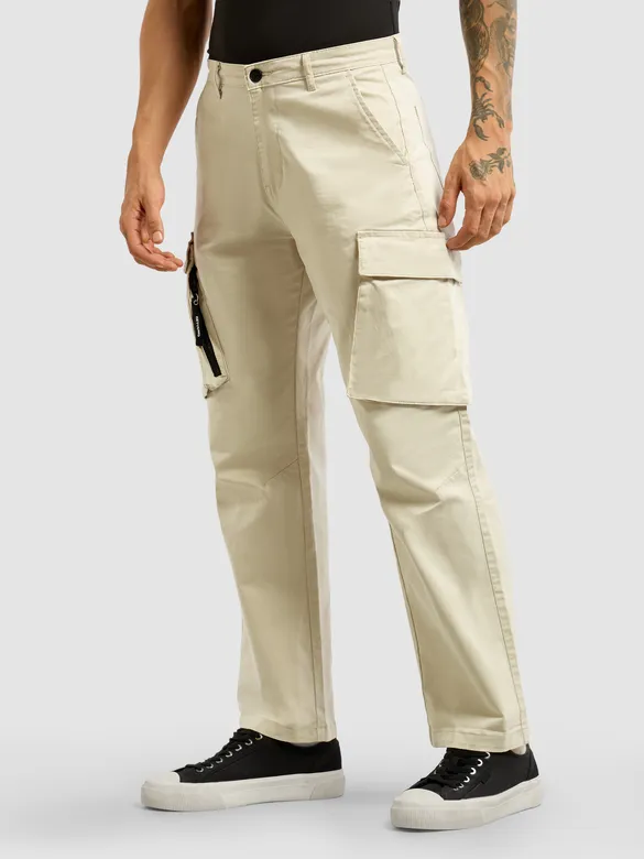 Beige 6-Pockets Cargo Pants
