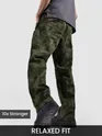 Green Pleated Knee Camo Cargo Pants