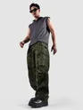 Green Pleated Knee Camo Cargo Pants