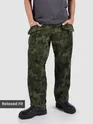 Green Pleated Knee Camo Cargo Pants