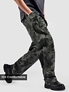 Grey Pleated Knee Camo Cargo Pants