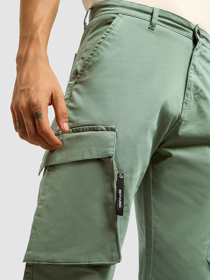 Light Olive 6-Pockets Cargo Pants