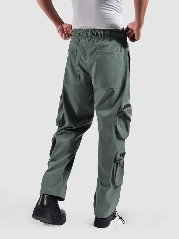 Mist Grey 3D Pocket With Zipper Cargo Pants