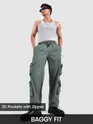 cargo pants for men with an oversized fit featuring zipper pockets, 