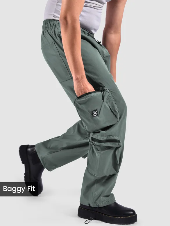 Mist Grey 3D Pocket With Zipper Cargo Pants