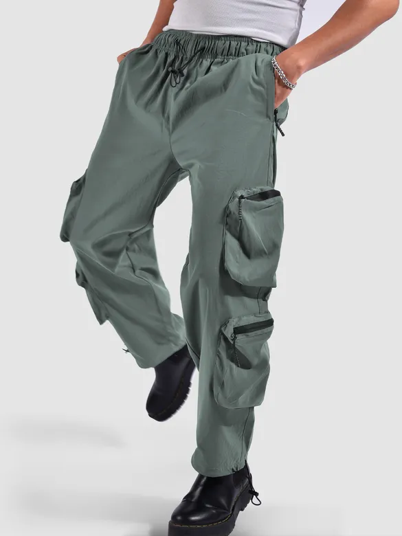 Mist Grey 3D Pocket With Zipper Cargo Pants
