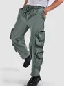 Mist Grey 3D Pocket With Zipper Cargo Pants