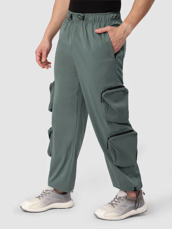 Mist Grey 3D Pocket With Zipper Cargo Pants