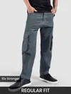 Stone Grey Cut And Sew Contrast Stitch Cargo Pants