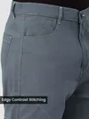 Stone Grey Cut And Sew Contrast Stitch Cargo Pants