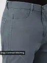 Stone Grey Cut And Sew Contrast Stitch Cargo Pants