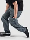 Stone Grey Cut And Sew Contrast Stitch Cargo Pants