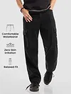 Black Denim Cargo Pants For Men