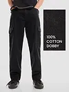 Black Denim Cargo Pants For Men