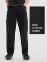 Black Denim Cargo Pants For Men