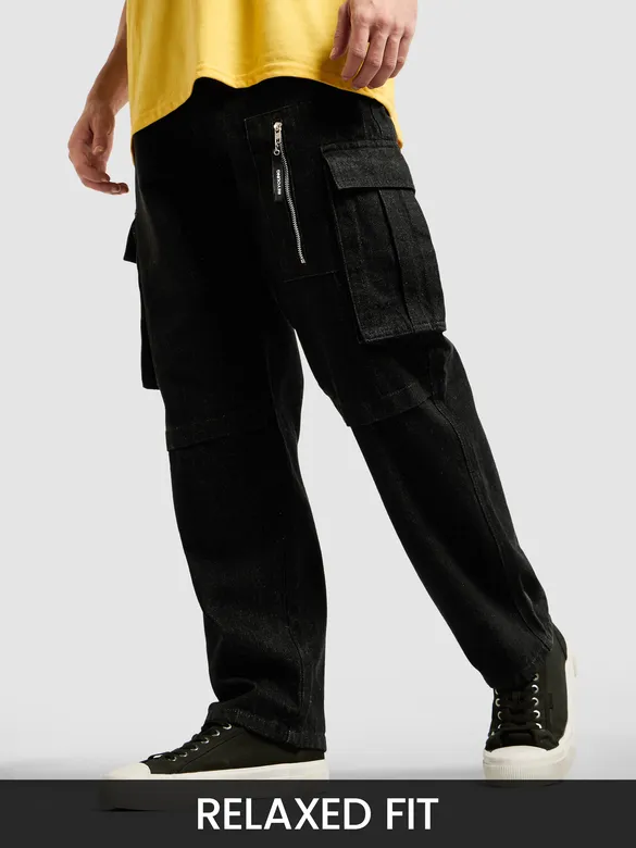 shop denim cargo pants for men at Beyoung, 