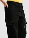 Black Denim Zipper Pocket Cargo Pants