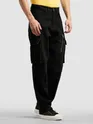 Black Denim Zipper Pocket Cargo Pants