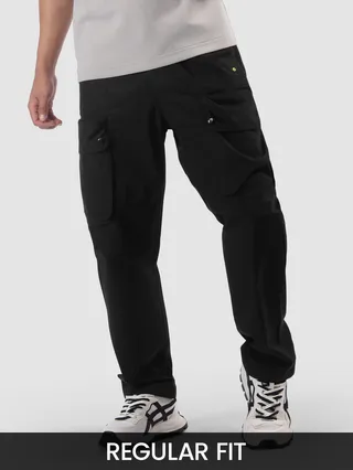 Black Elasticated Drawcord Cargo Pants